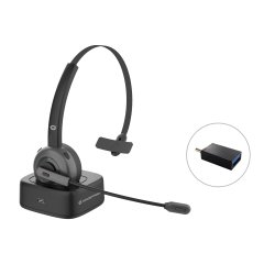 Conceptronic POLONA03BD auricular y casco Auriculares Inalámbrico Diadema Oficina/Centro de llamadas Bluetooth Base de carga Negro
