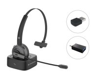 Conceptronic POLONA Wireless Bluetooth Headset with Charging Dock & Bluetooth USB Audio Adapter