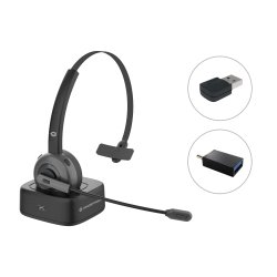 Conceptronic POLONA Wireless Bluetooth Headset with Charging Dock & Bluetooth USB Audio Adapter