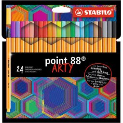 Point 88 ARTY feutre pointe fine (0,4 mm) - Etui de 24 feutres fins - Coloris assortis