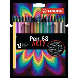 Pen 68 ARTY feutre de dessin pointe moyenne - Etui carton de 18 feutres - Coloris assortis