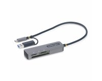 StarTech.com Lector USB 3.0 de Tarjetas de Memoria Flash SD CompactFlash y microSD - Grabador USB-C de Tarjetas de Memoria - Lector USB Tipo C de Tarjetas SD CF microSD con Adaptador USB-A Integrado