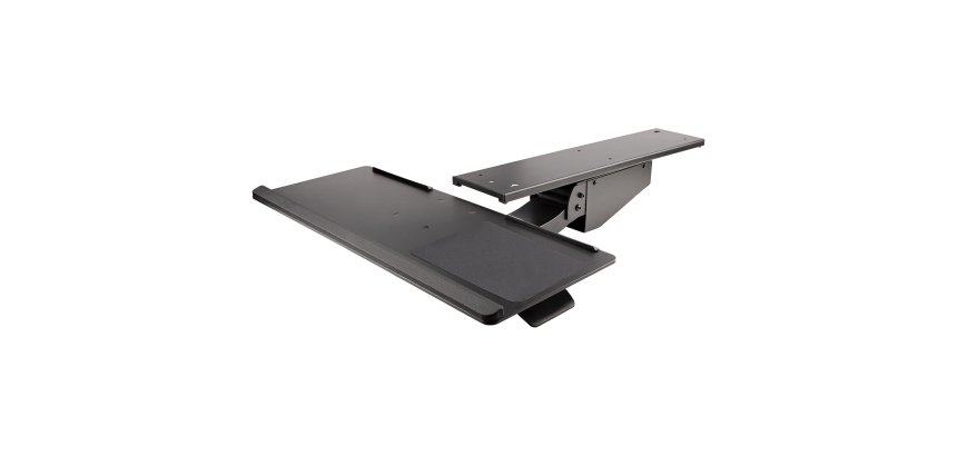 StarTech.com Support Clavier Coulissant sous Bureau - Tablette Clavier et Souris Ajustable en Hauteur - Mouvement Complet - 25 x 66cm - Porte Clavier avec Tapis Repose-Poignets Souris