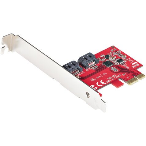 StarTech.com Carte PCI Express SATA 2 ports - Carte Contrôleur PCIe SATA - 6Gbps - ASM1166 Non-RAID - Convertisseur PCI Express 3.0 vers SATA - Connecteurs SATA Empilés - Carte d'Extension SATA