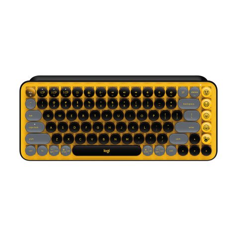 Logitech POP Keys Wireless Mechanical Keyboard With Emoji Keys teclado Universal RF Wireless + Bluetooth QWERTY Español Negro, Gris, Amarillo