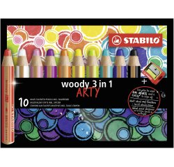 Crayon couleur stabilo woody multi talents 10 crayons 3 en 1 arty + 1 taille crayon