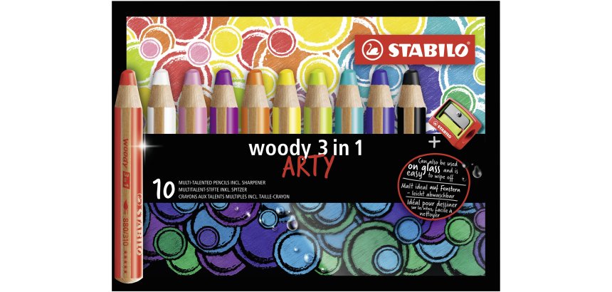 Crayon couleur stabilo woody multi talents 10 crayons 3 en 1 arty + 1 taille crayon
