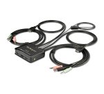 StarTech.com Switch KVM HDMI - 4k 60Hz - Commutateur KVM Compact 2 Ports UHD/Ultra HD USB - KVM avec Câbles Audio, USB & HDMI 1,2m intégrés - Alimentation par Bus & Commutation à Distance - MacBook - ThinkPad