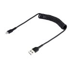 StarTech.com Câble USB vers Lightning de 50cm - Certifié Mfi - Adaptateur USB Lightning Noir, Gaine durable en TPE - Cordon Chargeur Iphone/Lightning Spiralé en Fibre Aramide - Câble USB pour Iphone Très Résistant