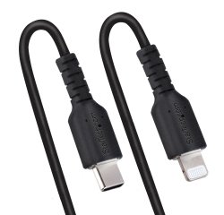 StarTech.com Câble USB-C vers Lightning de 50cm - Adaptateur USB C vers Lightning Noir Certifié Mfi, Gaine Durable en TPE - Câble USB Type-C