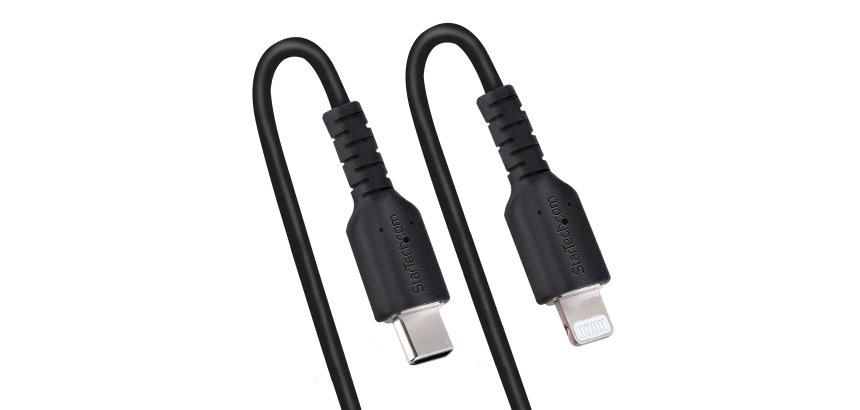 StarTech.com Câble USB-C vers Lightning de 50cm - Adaptateur USB C vers Lightning Noir Certifié Mfi, Gaine Durable en TPE - Câble USB Type-C