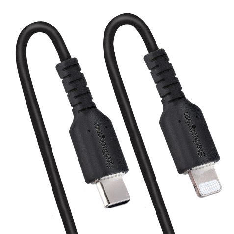 StarTech.com Câble USB-C vers Lightning de 50cm - Adaptateur USB C vers Lightning Noir Certifié Mfi, Gaine Durable en TPE - Câble USB Type-C