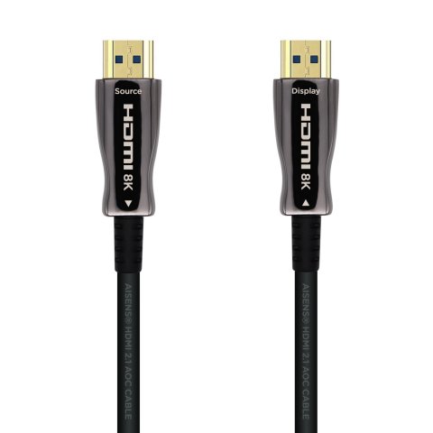 AISENS Cable HDMI V2.1 AOC Ultra Alta Velocidad / HEC 8k@60Hz 4k@120Hz 4:4:4 48Gbps, A/M-A/M, Negro, 20m