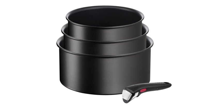Batterie de cuisine Tefal LOT 3 CASSEROLES 16/18/20 CM + 1 POGNEE AMOVIBLE INGENIO ECO RESIST INDUCTION L3979202