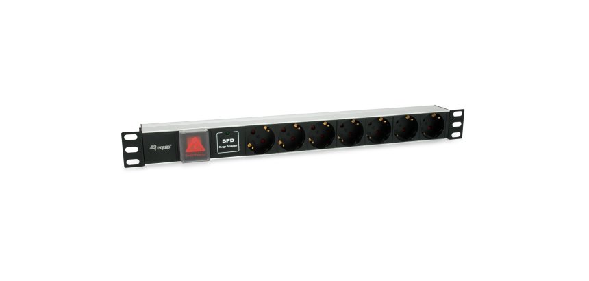 Equip 7-Outlet German Power Distribution Unit with Surge Protection and Switch