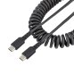 StarTech.com 20in (50cm) USB C Charging Cable, Coiled Heavy Duty Fast Charge & Sync USB-C Cable, USB 2.0 Type-C Cable, Rugged Aramid Fiber, Durable Male to Male USB Cable, Black