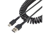 StarTech.com Cable de 1m de Carga USB A a USB C, Cable USB Tipo C Rizado de Carga Rápida y Servicio Pesado, Cable USB 2.0 A a USBC, de Fibra de Aramida Resistente, Negro
