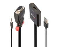 Lindy 38284 adaptador de cable de vídeo VGA (D-Sub) + 3,5mm HDMI + USB Negro