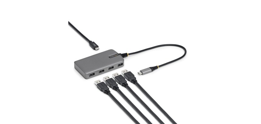 StarTech.com Hub USB-C 4 Ports, 5 Gbps, Alimenté par Bus, Hub USB-C vers 4 Ports USB-A avec Entrée d'Alimentation Auxiliaire USBC, Câble Hôte de 30 cm, Hub USB Portable pour PC de Bureau/Portable