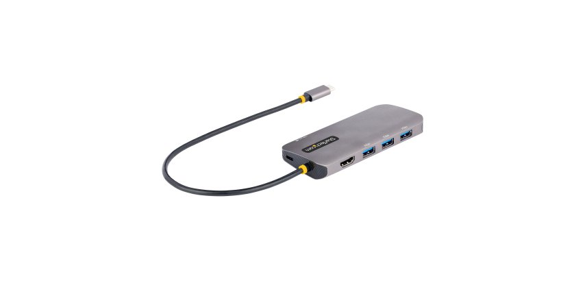 StarTech.com Adaptador Multipuertos USB C, de Vídeo HDMI de 4K y 60Hz, Hub USB-A 3.2 de 3 Puertos de 5Gbps, Entrega de Alimentación PD de 100W, GbE, Docking Station de Viajes
