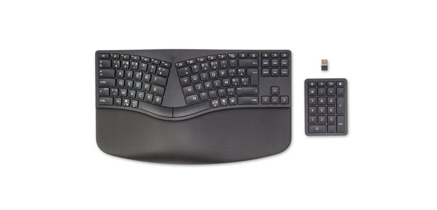 HP 960 Ergonomische Kabellose Tastatur Heim RF kabellos + Bluetooth AZERTY Belgisch Schwarz