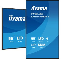 iiyama LH5575UHS-B2AG Écran d'affichage dynamique Écran plat de signalisation numérique 138,7 cm (54.6") LCD Wifi 500 cd/m² 4K Ultra HD Noir Intégré dans le processeur Android 11 24/7