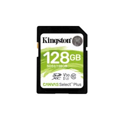 Kingston Technology Tarjeta SDXC Canvas Select Plus 100R C10 UHS-I U3 V30 de 128GB