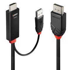 Lindy 41500 câble vidéo et adaptateur 3 m HDMI + USB Type-A DisplayPort Noir