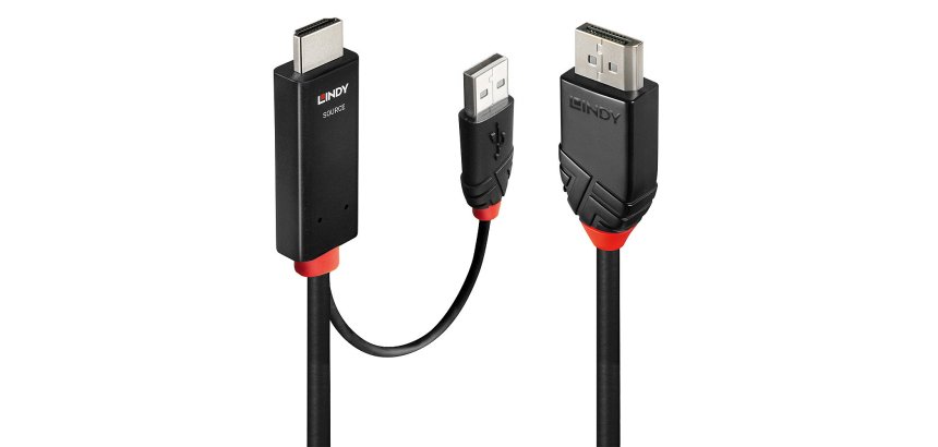 Lindy 41500 adaptador de cable de vídeo 3 m HDMI + USB Type-A DisplayPort Negro