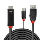 Lindy 41500 adaptador de cable de vídeo 3 m HDMI + USB Type-A DisplayPort Negro