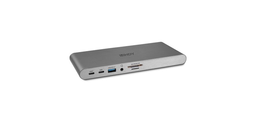 Lindy 43349 base para portátil y replicador de puertos Alámbrico USB 3.2 Gen 1 (3.1 Gen 1) Type-C Plata