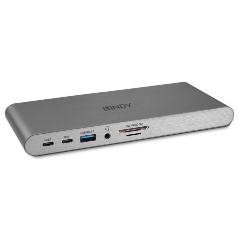 Lindy 43349 base para portátil y replicador de puertos Alámbrico USB 3.2 Gen 1 (3.1 Gen 1) Type-C Plata