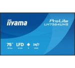 iiyama LH7564UHS-B1AG Écran d'affichage dynamique Écran plat de signalisation numérique 190,5 cm (75") Wifi 500 cd/m² 4K Ultra HD Noir Intégré dans le processeur Android 24/7