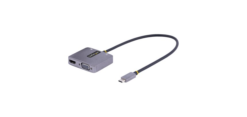 StarTech.com Adaptador de Vídeo USB C, Adaptador Multipuertos USB Tipo C a HDMI VGA con Salida de Audio de 3,5mm, HDR 4K a 60Hz, PD 3.0 de 100W, Compatible con Thunderbolt 3/4