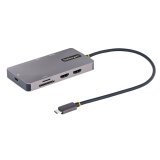StarTech.com USB C Multiport Adapter, USB C auf Dual HDMI Video, 4K 60Hz, 5Gbit/s USB-A Hub, 100W PD Pass-through/GbE/SD-MicroSD Kartenleser, Reiseadapter/Laptop Dockingstation (120B-USBC-MULTIPORT) - Dockingstation - USB-C / Thunderbolt 3 / Thunderbolt 4 - 2 x HDMI - GigE
