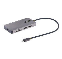 StarTech.com Adaptateur Multiport USB C - Vidéo Double HDMI 4K 60Hz - Hub USB-A 5 Gbps à 2 Ports, 100W Power Delivery Pass-Through, GbE, SD/Micro SD, Station d'Accueil/Mini Dock pour PC Portable, Câble 30cm