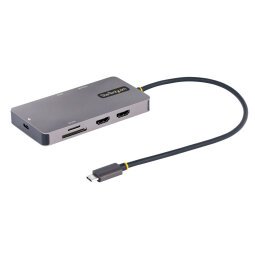 StarTech.com USB C Multiport Adapter, USB C auf Dual HDMI Video, 4K 60Hz, 5Gbit/s USB-A Hub, 100W PD Pass-through/GbE/SD-MicroSD Kartenleser, Reiseadapter/Laptop Dockingstation (120B-USBC-MULTIPORT) - Dockingstation - USB-C / Thunderbolt 3 / Thunderbolt 4 - 2 x HDMI - GigE