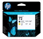 HP 72 tête d'impression DesignJet noir mat et jaune