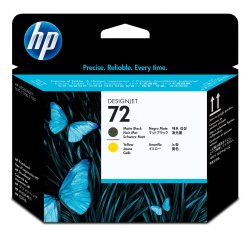 HP 72 tête d'impression DesignJet noir mat et jaune
