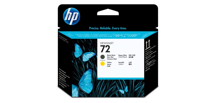 HP 72 tête d'impression DesignJet noir mat et jaune