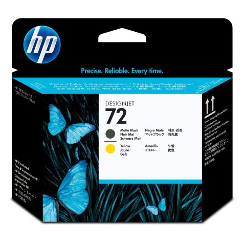 HP 72 tête d'impression DesignJet noir mat et jaune