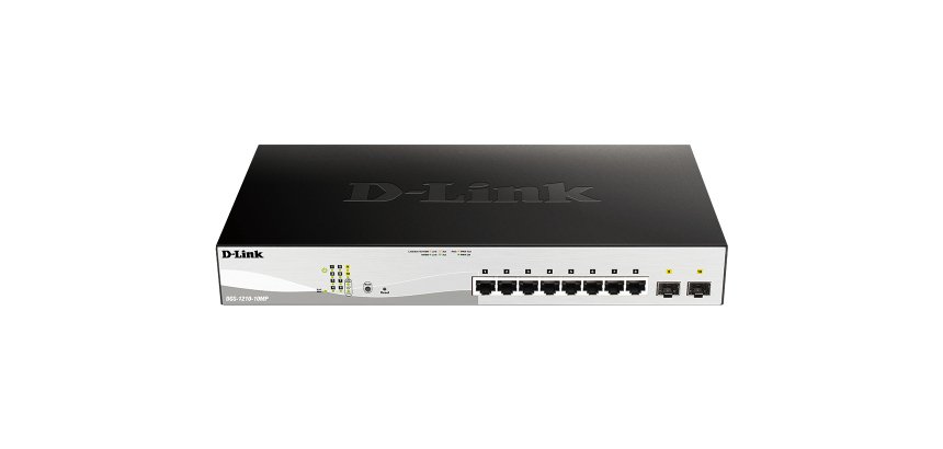 D-Link DGS-1210-10MP Géré L2 Gigabit Ethernet (10/100/1000) Connexion Ethernet, supportant l'alimentation via ce port (PoE) Noir, Gris