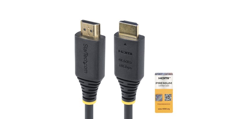 StarTech.com Câble HDMI Haut Débit de 3,6m Certifié Premium, 4K 60Hz/1440p 144Hz, HDR10/HDCP 2.2/ARC, 18Gbps, Cordon HDMI 2.0 UHD pour TV/Moniteur/Affichage, Gaine TPE