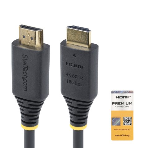 StarTech.com Câble HDMI Haut Débit de 3,6m Certifié Premium, 4K 60Hz/1440p 144Hz, HDR10/HDCP 2.2/ARC, 18Gbps, Cordon HDMI 2.0 UHD pour TV/Moniteur/Affichage, Gaine TPE