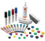Kit d'accesoires tableau blanc esselte 10 marqueurs 10 aimants 32mm 2 effaceurs 1    spray nettoyage