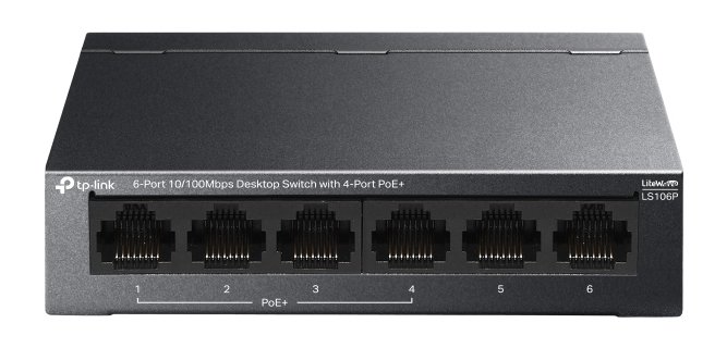 TP-Link LS106P commutateur réseau Non-géré L2 Fast Ethernet (10/100) Connexion Ethernet, supportant l'alimentation via ce port (PoE) Bureau Noir