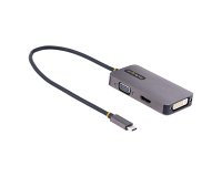 StarTech.com Adaptador de Vídeo USB C, Adaptador USB Tipo C a HDMI VGA DVI hasta 4K 60Hz, Adaptador de Pantalla Multipuertos, Compatible con Thunderbolt 3/4, Adaptador de Viajes
