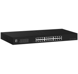 LevelOne Switch 24x GE GEU-2431 19\" Rack Mount Kit Unmanaged Gigabit Ethernet (10/100/1000) 1U Black