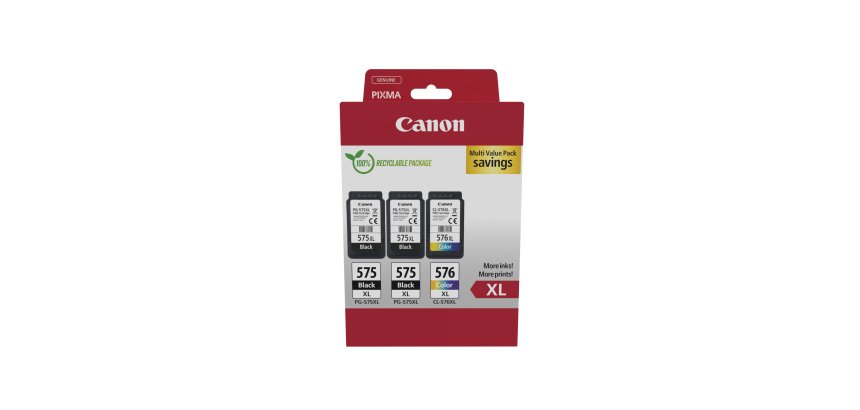 Canon PG575 XL + CL576 XL Pack 2 cartouches noires + couleurs pour imprimante jet d'encre