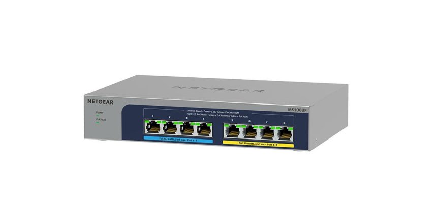 NETGEAR MS108UP Non-géré 2.5G Ethernet (100/1000/2500) Connexion Ethernet, supportant l'alimentation via ce port (PoE)